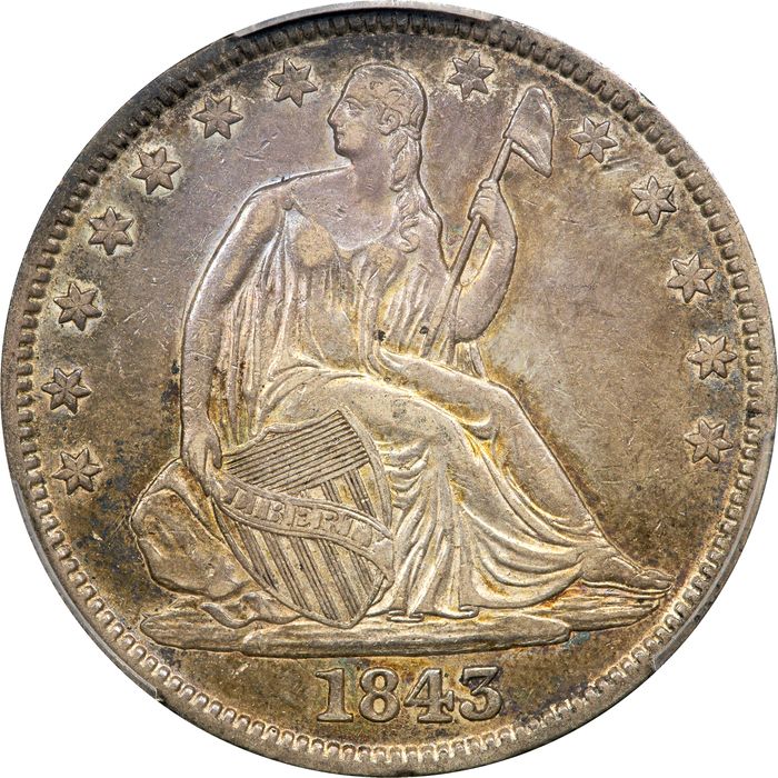 1843 Seated Liberty Half Dollar (50c) Obverse Image