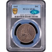 1843 Seated Liberty Half Dollar (50c) Obverse Slab Image