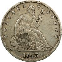 1843 Seated Liberty Half Dollar (50c) Photo 3