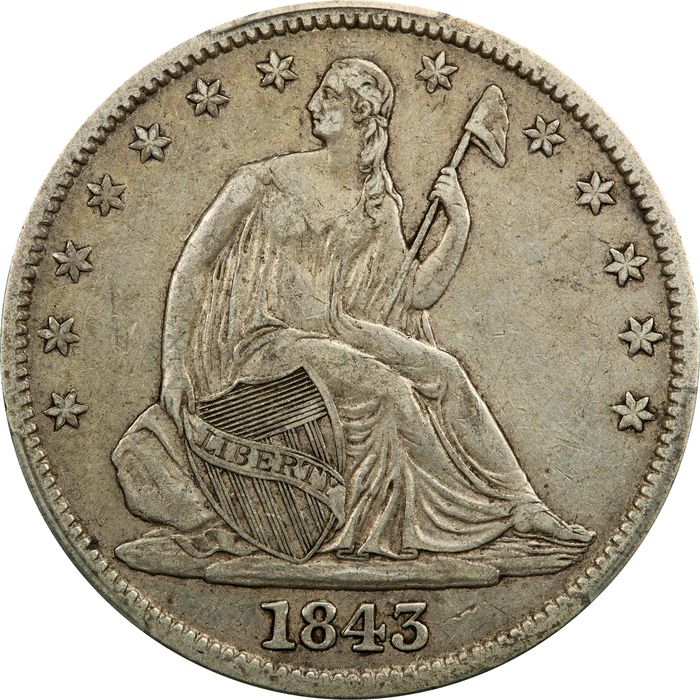 1843 Seated Liberty Half Dollar (50c) Photo 3