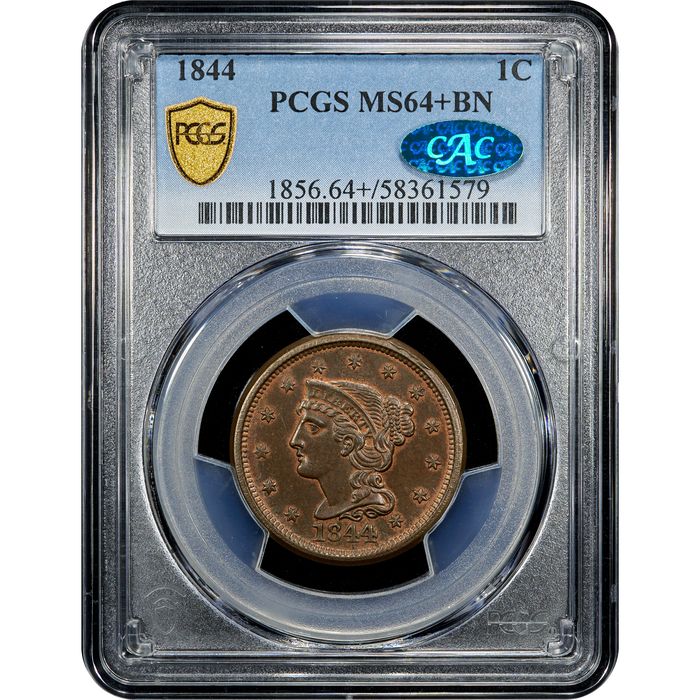 1844 Braided Hair Large Cent (1c) Obverse Image