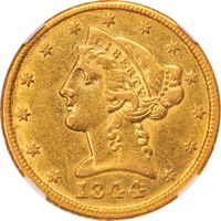 1844-C Liberty Gold Half Eagle ($5) Photo 3