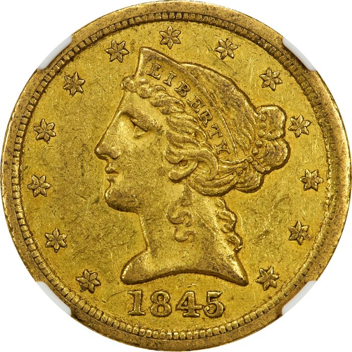 1845-O Liberty Gold Half Eagle ($5) Photo 3