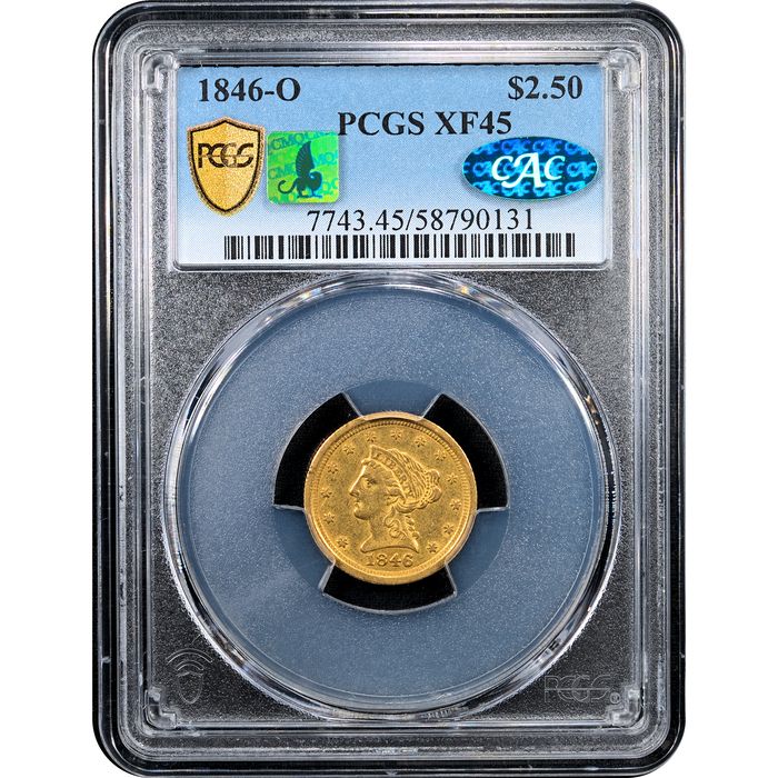 1846-O Liberty Gold Quarter Eagle ($2.50) Obverse Slab Image