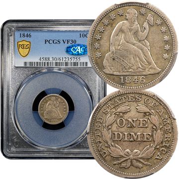 1846 Seated Liberty Dime (10c) Composite Image