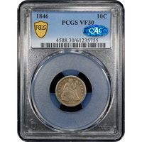 1846 Seated Liberty Dime (10c) Obverse Slab Image