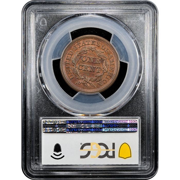 1847 Braided Hair Large Cent (1c) N-14 Reverse Slab Image