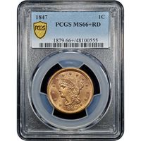1847 Braided Hair Large Cent (1c) Obverse Slab Image