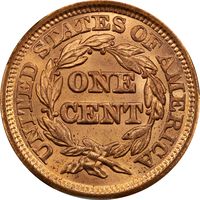 1847 Braided Hair Large Cent (1c) Reverse Image