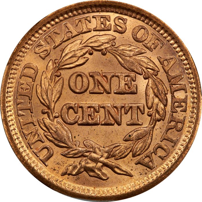 1847 Braided Hair Large Cent (1c) Reverse Image