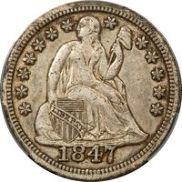 1847 Seated Liberty Dime (10c) Photo 3