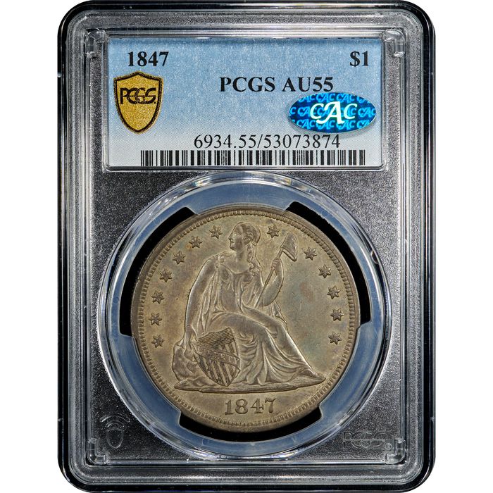 1847 Seated Liberty Dollar ($1) Obverse Slab Image