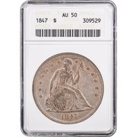1847 Seated Liberty Dollar ($1) Soapbox Obverse Slab Image