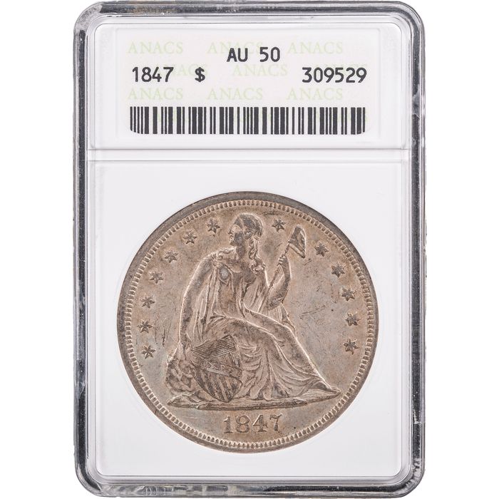 1847 Seated Liberty Dollar ($1) Soapbox Obverse Slab Image