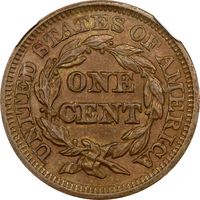 1848 Braided Hair Large Cent (1c) Reverse Image