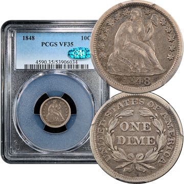 1848 Seated Liberty Dime (10c) Composite Image