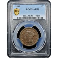 1849 Braided Hair Large Cent (1c) Obverse Image