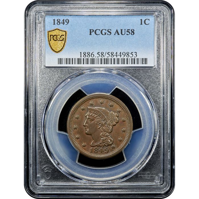 1849 Braided Hair Large Cent (1c) Obverse Image
