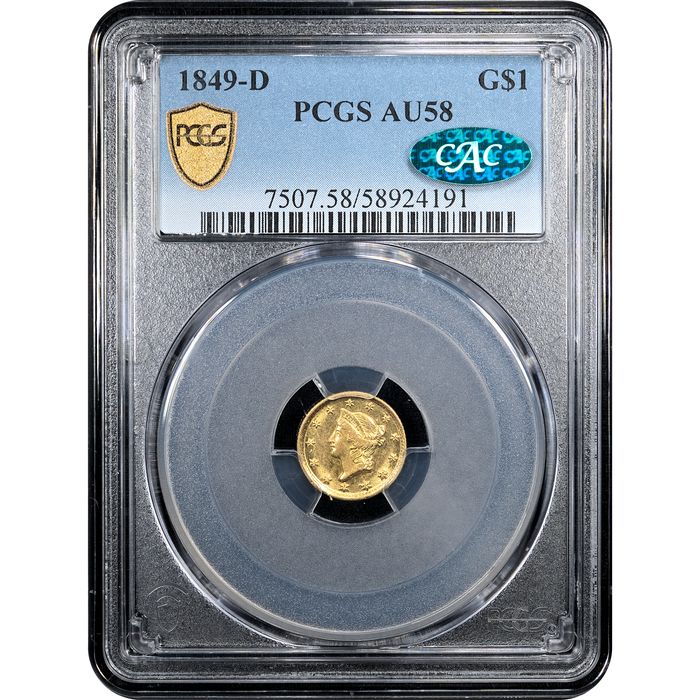 1849-D Gold Dollar ($1) Obverse Slab Image