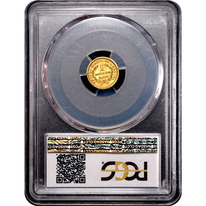1849 Gold Dollar ($1) No L Reverse Image