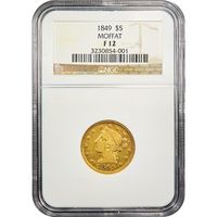 1849 Moffat Gold Half Eagle ($5) Obverse Slab Image