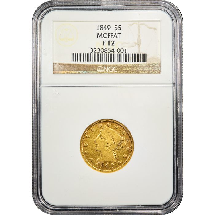 1849 Moffat Gold Half Eagle ($5) Obverse Slab Image