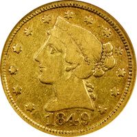 1849 Moffat Gold Half Eagle ($5) Obverse Image