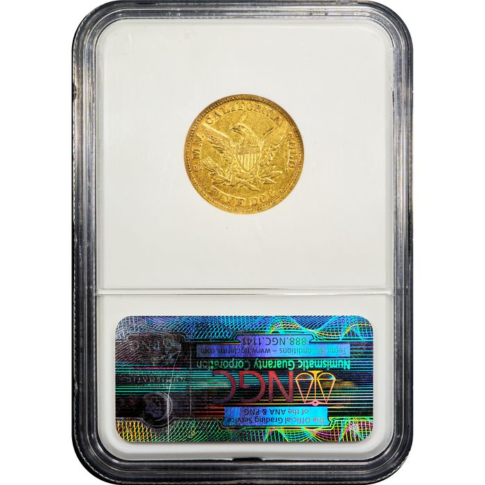 1849 Moffat Gold Half Eagle ($5) Reverse Slab Image