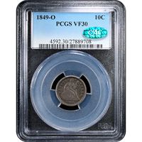1849-O Seated Liberty Dime (10c) Obverse Slab Image