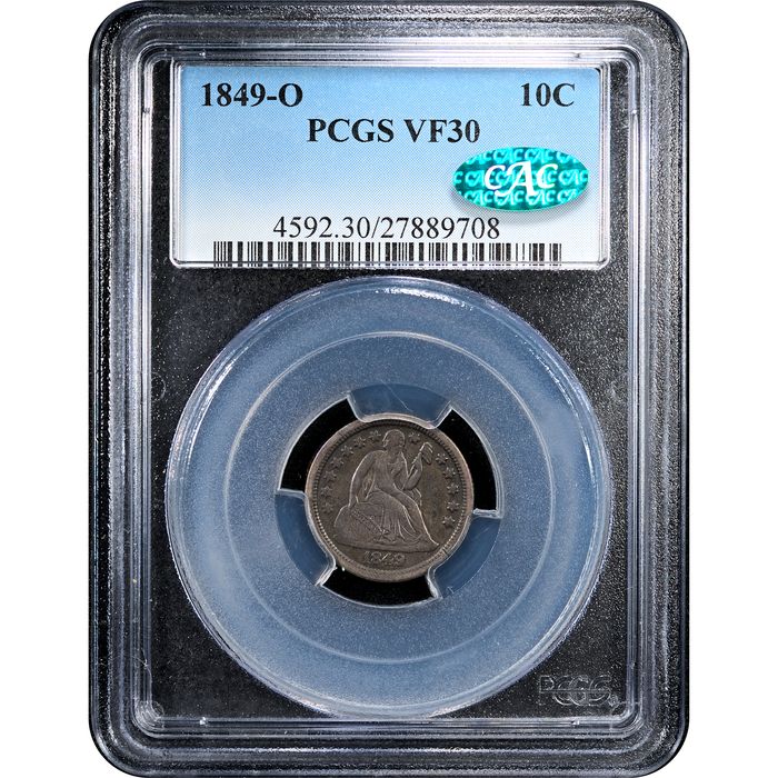 1849-O Seated Liberty Dime (10c) Obverse Slab Image
