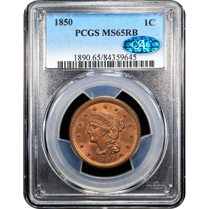 1850 Braided Hair Large Cent (1c) Obverse Image