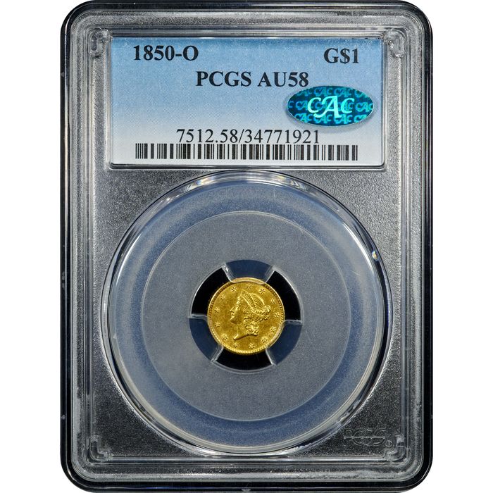 1850-O Gold Dollar (G$1) Obverse Slab Image