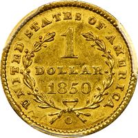 1850-O Gold Dollar (G$1) Reverse Image