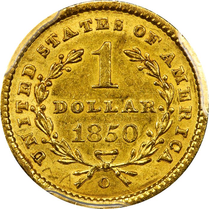 1850-O Gold Dollar (G$1) Reverse Image