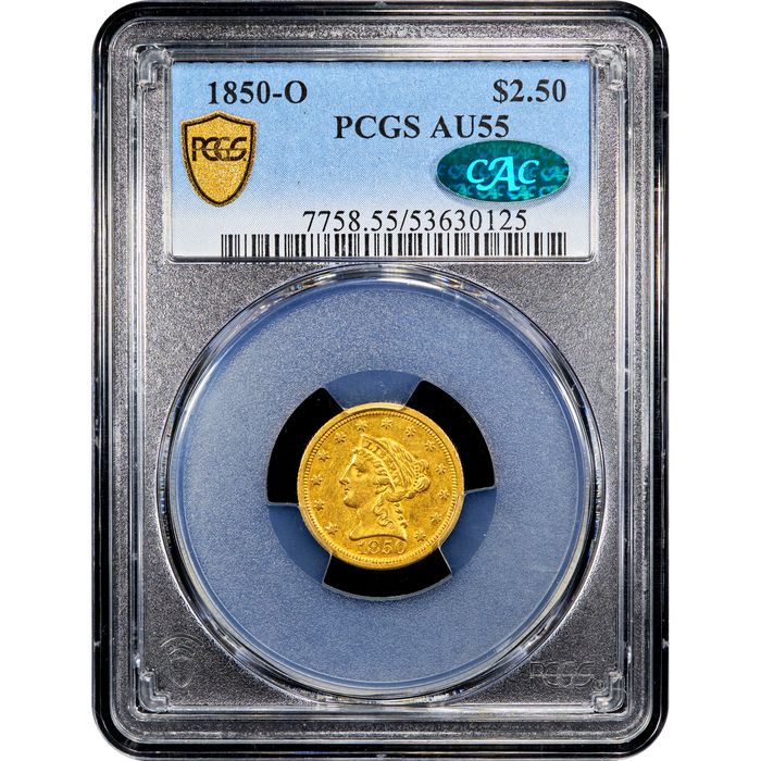1850-O Liberty Gold Quarter Eagle ($2.50) Obverse Slab Image