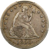 1850 Seated Liberty Quarter (25c) Photo 3