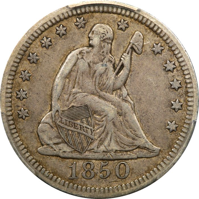 1850 Seated Liberty Quarter (25c) Photo 3