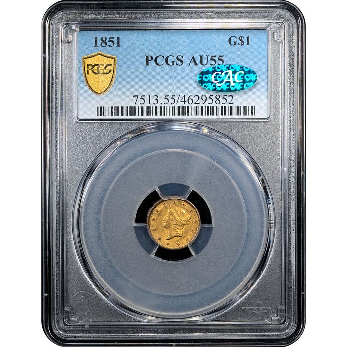 1851 Gold Dollar (G$1) Obverse Slab Image