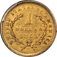 1851 Gold Dollar (G$1) Reverse Image