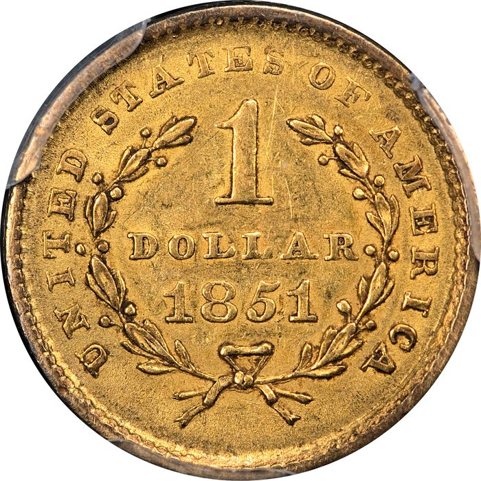 1851 Gold Dollar (G$1) Reverse Image