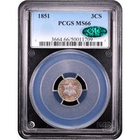 1851 Three Cent Silver (3CS) Obverse Slab Image