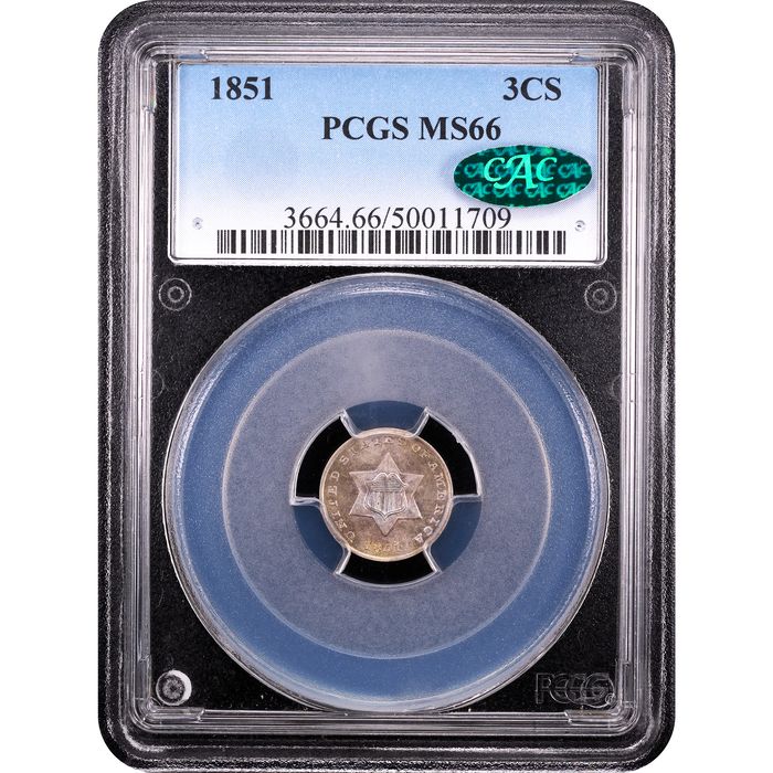 1851 Three Cent Silver (3CS) Obverse Slab Image