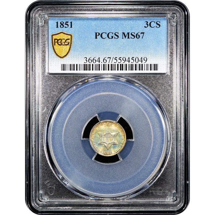 1851 Three Cent Silver (3CS) Obverse Slab Image
