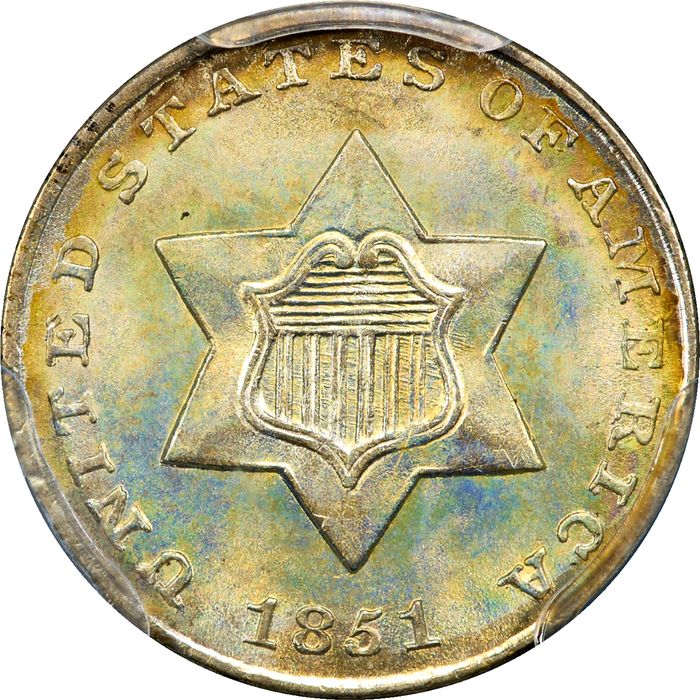 1851 Three Cent Silver (3CS) Obverse Image