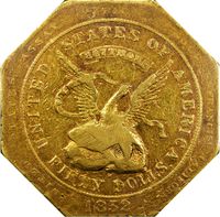 1852 Assay 887 Gold $50 Slug Photo 3