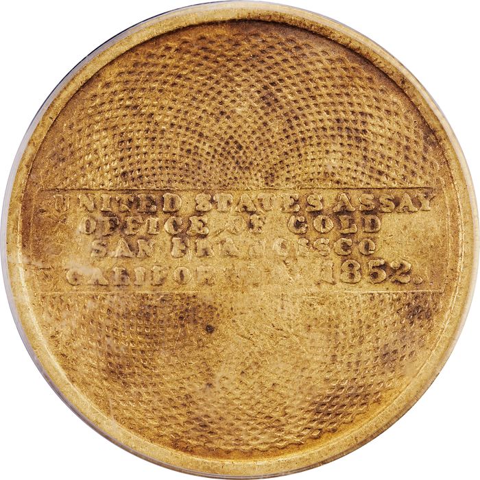 1852 Assay Gold Eagle ($10) S.S. Central America Reverse Image
