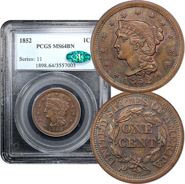 1852 Braided Hair Large Cent (1c) Composite Image