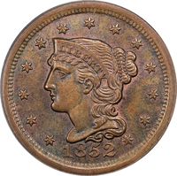 1852 Braided Hair Large Cent (1c) Obverse Image