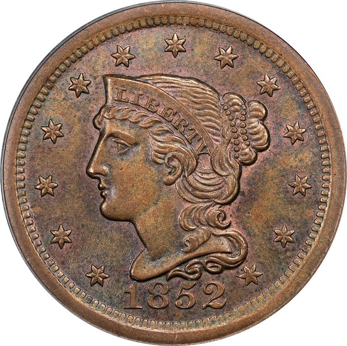 1852 Braided Hair Large Cent (1c) Obverse Image