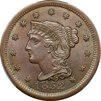 1852 Braided Hair Large Cent (1c) Obverse Image